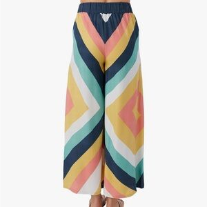 O'Neill Wide Leg Striped Palazzo Pants in Navy, Coral, Yellow, Teal, White